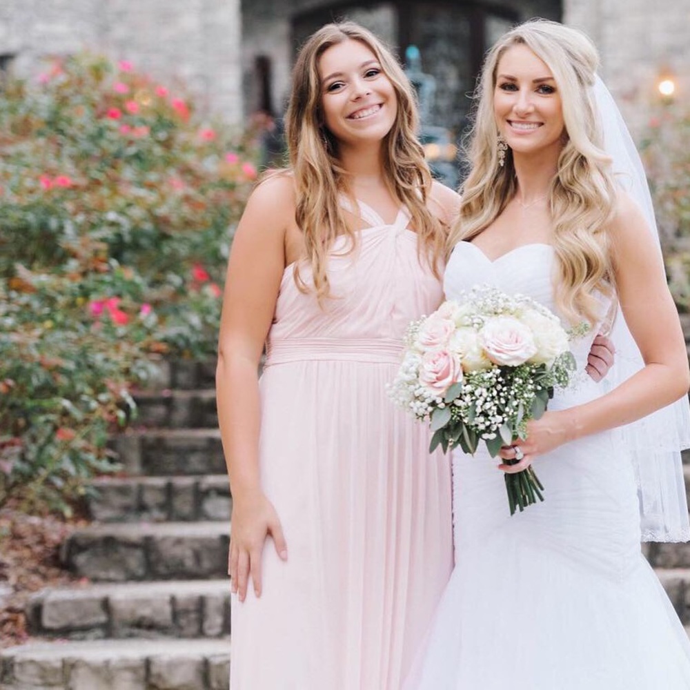 Light pink David’s Bridal dress
